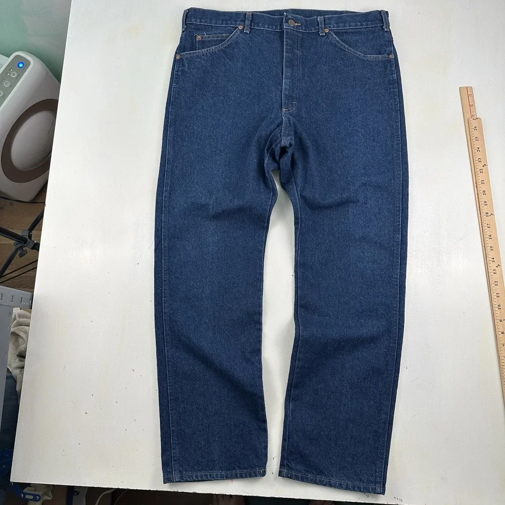 Vintage Lee Riders Jeans Mens Fits 39x32 Medium Blue Denim Union‎ Made In USA
